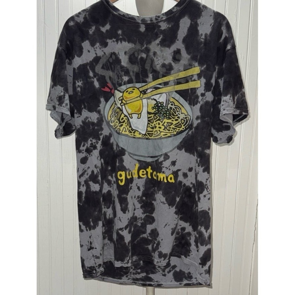 Black and Gray Gudetama Tie-Dye Men's Shirt-Medium